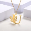 Hollow four-leaf clover pendant necklace, collarbone chain, stud earrings, stainless steel seven-color chain wholesale 1 Specification image